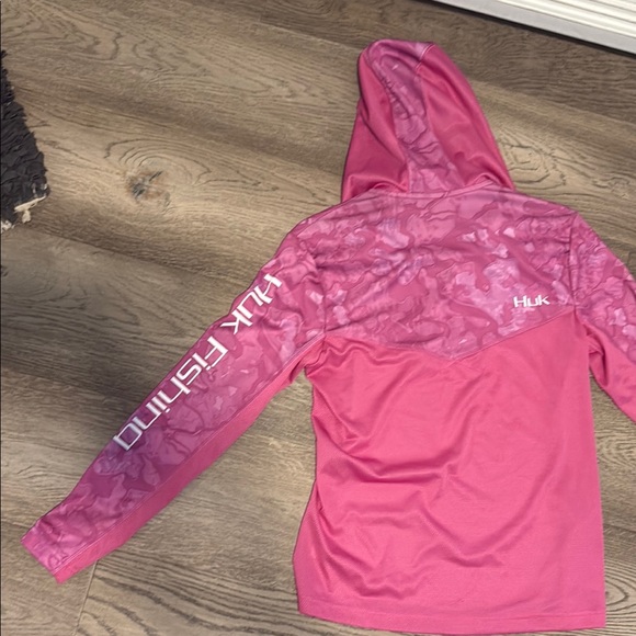 Huk Women's Hoodie Long Sleeve Tee - Pink Camo - Picture 4 of 5